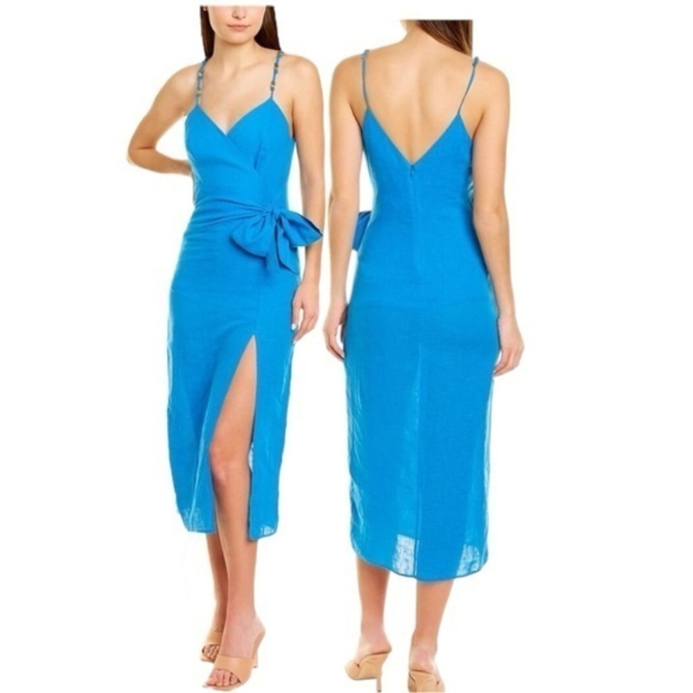 New with Tags VIX Paula Hermanny Alanna Medium Blue Linen Dress